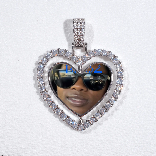 3D Spinning 2-Faced Heart Custom Picture Pendant