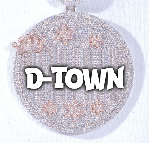 CUSTOM LETTER NECKLACE 3D BIG CROWN DISC
