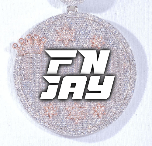 CUSTOM LETTER NECKLACE 3D BIG CROWN DISC