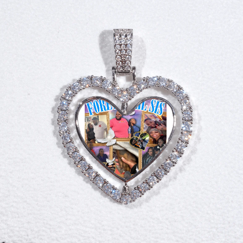 3D Spinning 2-Faced Heart Custom Picture Pendant