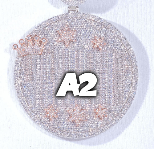 CUSTOM LETTER NECKLACE 3D BIG CROWN DISC