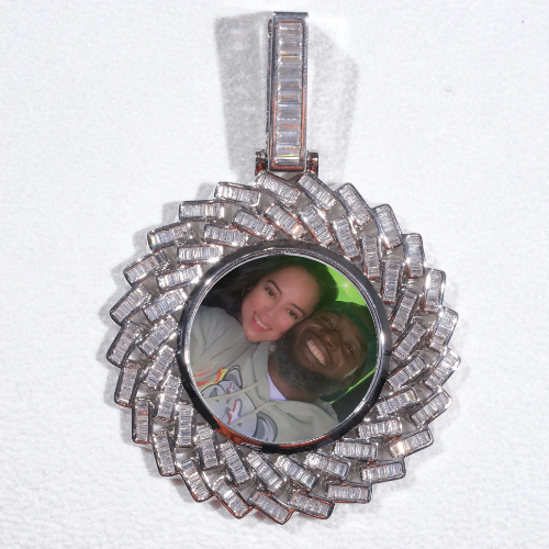 Large 3D Baguette Custom Picture Pendant