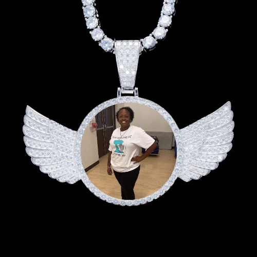 925S & VVS Moissanite 3D Wing Custom Picture Pendant