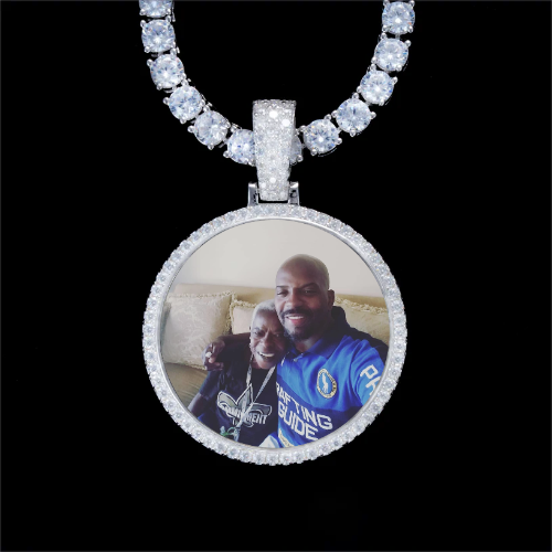 925S & VVS Moissanite 3D Circle Custom Picture Pendant