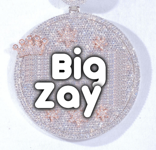 CUSTOM LETTER NECKLACE 3D BIG CROWN DISC