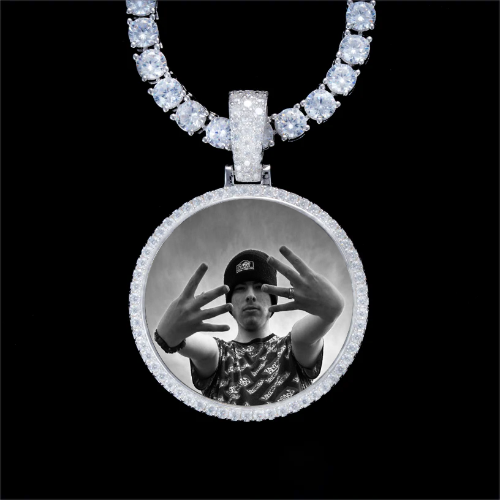 925S & VVS Moissanite 3D Circle Custom Picture Pendant