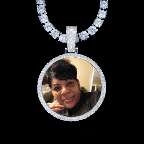 925S & VVS Moissanite 3D Circle Custom Picture Pendant