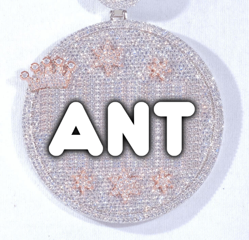 CUSTOM LETTER NECKLACE 3D BIG CROWN DISC