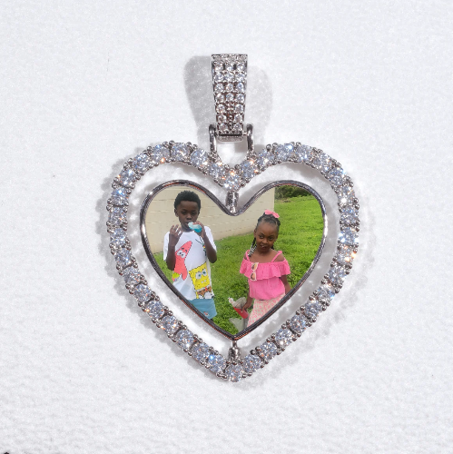 3D Spinning 2-Faced Heart Custom Picture Pendant