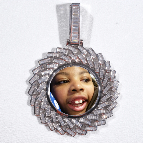 Large 3D Baguette Custom Picture Pendant