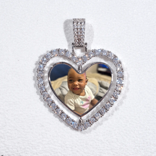3D Spinning 2-Faced Heart Custom Picture Pendant