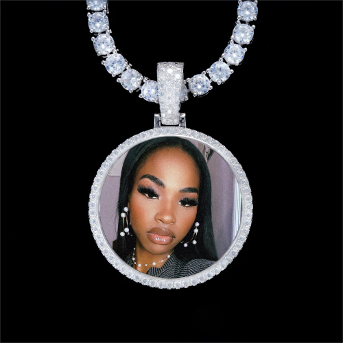 925S & VVS Moissanite 3D Circle Custom Picture Pendant