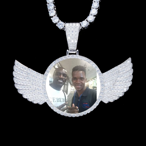 925S & VVS Moissanite 3D Wing Custom Picture Pendant