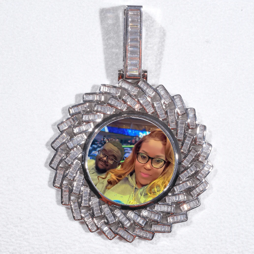 Large 3D Baguette Custom Picture Pendant