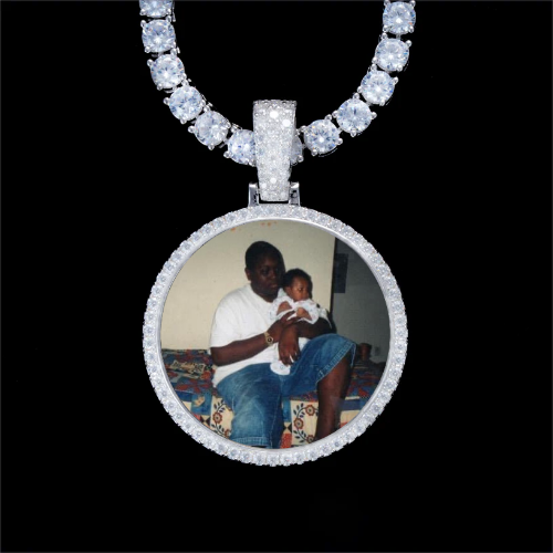 925S & VVS Moissanite 3D Circle Custom Picture Pendant