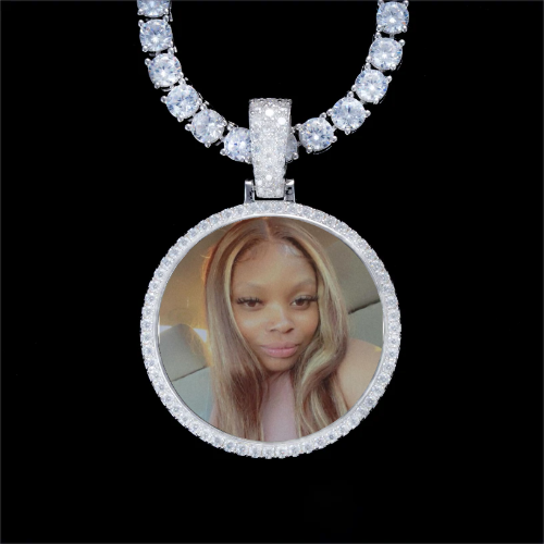 925S & VVS Moissanite 3D Circle Custom Picture Pendant
