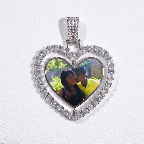 3D Spinning 2-Faced Heart Custom Picture Pendant