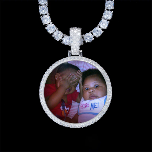 925S & VVS Moissanite 3D Circle Custom Picture Pendant