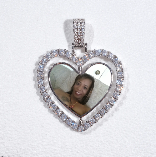 3D Spinning 2-Faced Heart Custom Picture Pendant