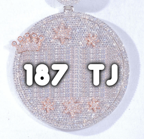 CUSTOM LETTER NECKLACE 3D BIG CROWN DISC