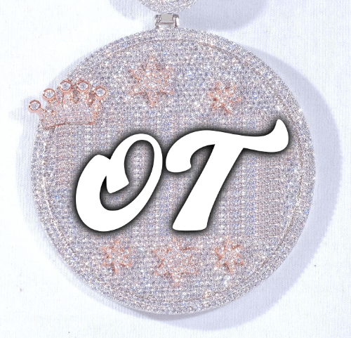CUSTOM LETTER NECKLACE 3D BIG CROWN DISC