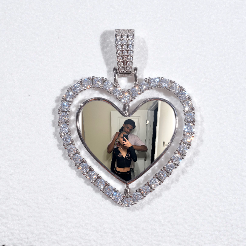 3D Spinning 2-Faced Heart Custom Picture Pendant