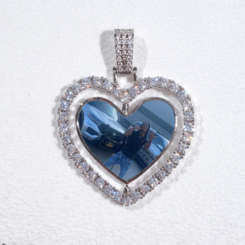 3D Spinning 2-Faced Heart Custom Picture Pendant
