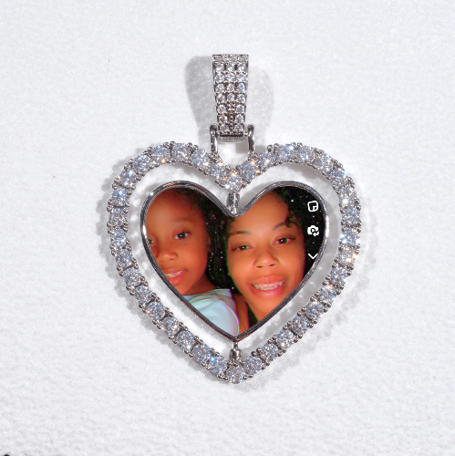 3D Spinning 2-Faced Heart Custom Picture Pendant