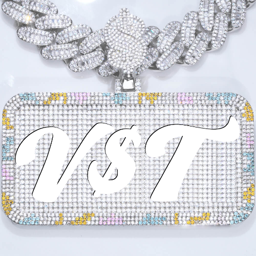 CUSTOM LETTER NECKLACE 3D COLORFUL SQUARE