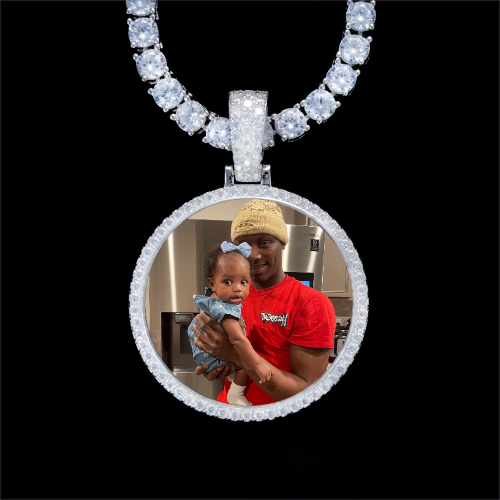 925S & VVS Moissanite 3D Circle Custom Picture Pendant