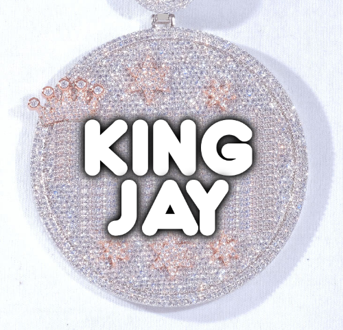 CUSTOM LETTER NECKLACE 3D BIG CROWN DISC