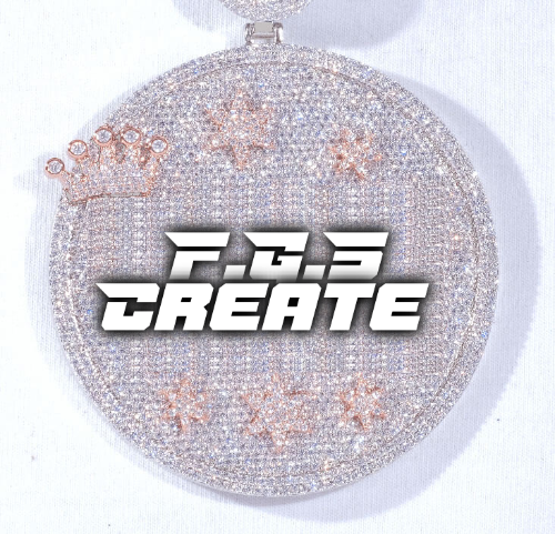 CUSTOM LETTER NECKLACE 3D BIG CROWN DISC