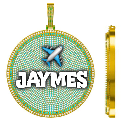 CUSTOM LETTER NECKLACE 3D BIG DISC