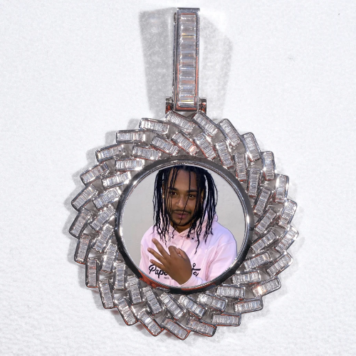 Large 3D Baguette Custom Picture Pendant