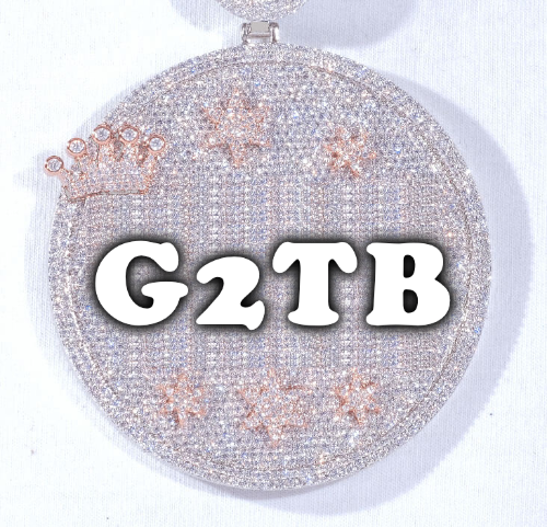 CUSTOM LETTER NECKLACE 3D BIG CROWN DISC