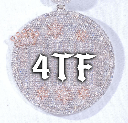 CUSTOM LETTER NECKLACE 3D BIG CROWN DISC