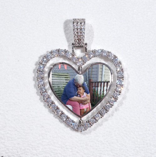 3D Spinning 2-Faced Heart Custom Picture Pendant