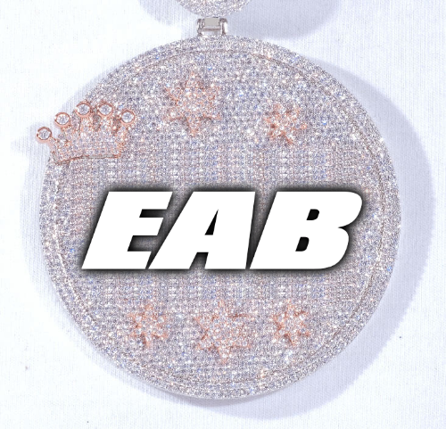 CUSTOM LETTER NECKLACE 3D BIG CROWN DISC