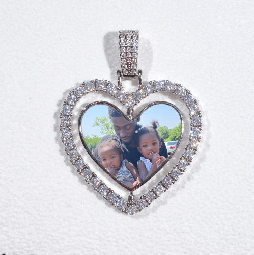 3D Spinning 2-Faced Heart Custom Picture Pendant