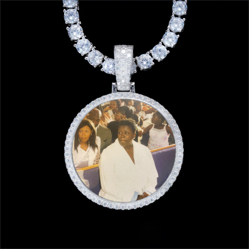 925S & VVS Moissanite 3D Circle Custom Picture Pendant