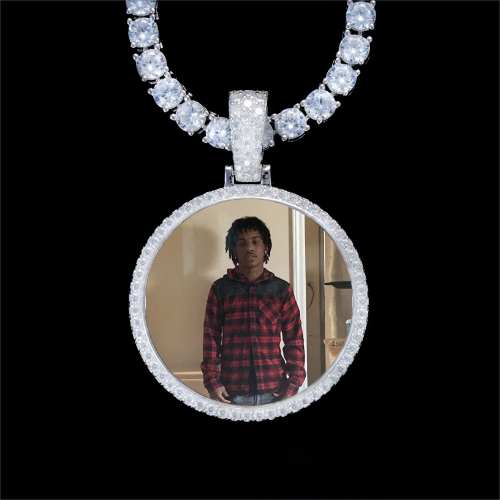 925S & VVS Moissanite 3D Circle Custom Picture Pendant