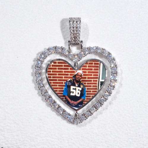 3D Spinning 2-Faced Heart Custom Picture Pendant
