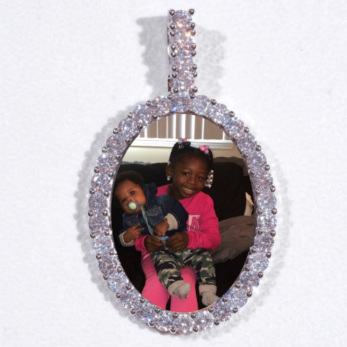 Large 3D Oval Custom Picture Pendant