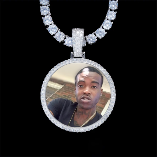 925S & VVS Moissanite 3D Circle Custom Picture Pendant
