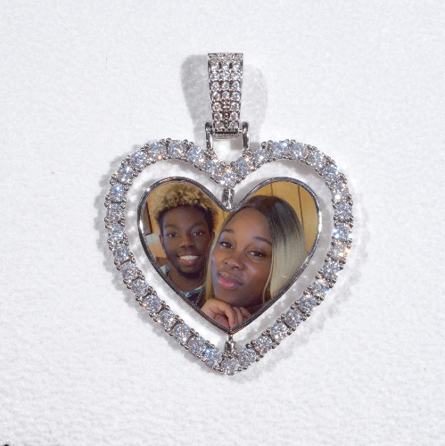 3D Spinning 2-Faced Heart Custom Picture Pendant