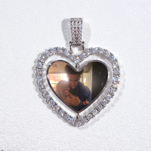 3D Spinning 2-Faced Heart Custom Picture Pendant