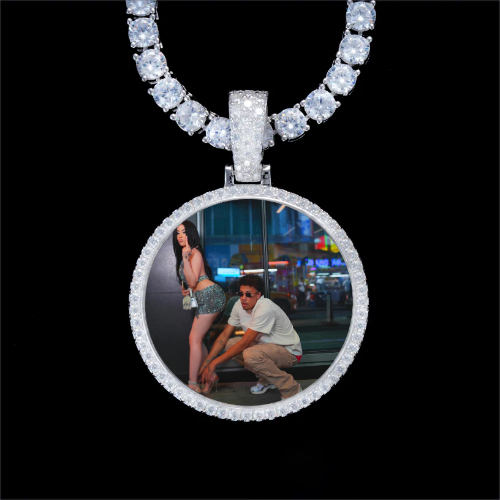 925S & VVS Moissanite 3D Circle Custom Picture Pendant