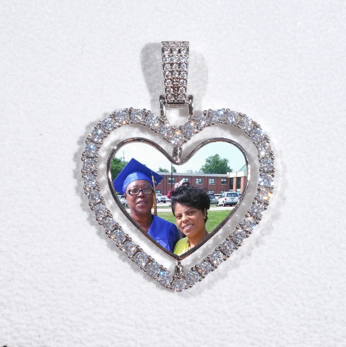 3D Spinning 2-Faced Heart Custom Picture Pendant