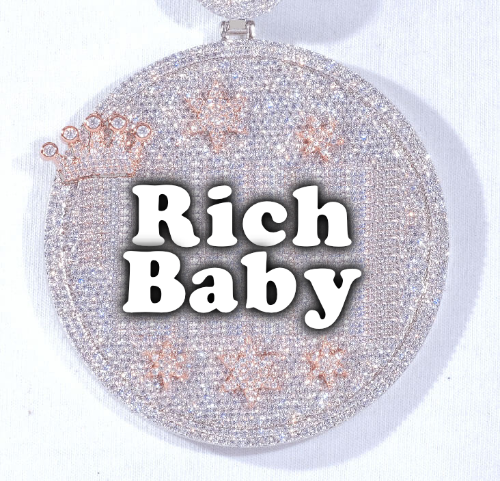 CUSTOM LETTER NECKLACE 3D BIG CROWN DISC