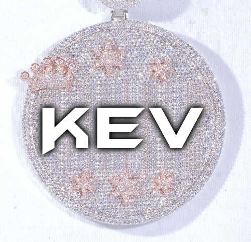 CUSTOM LETTER NECKLACE 3D BIG CROWN DISC